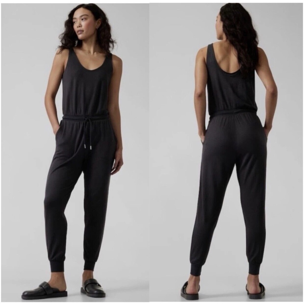 ATHLETA Balance Jumpsuit Black Nirvana Fabric